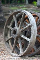 Old ox-cart wooden wheels