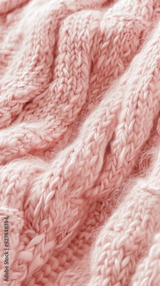 Poster The soft, oversized knitted fabric features intricate textures with delicate patterns in a calming pastel hue, perfect for cozy settings