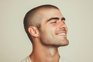 Obraz premium A close up of a man's face with his eyes closed