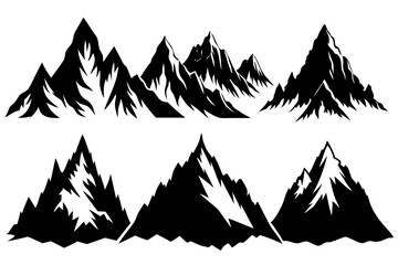 Mountain Range Silhouette Set – 6 Jagged Peak Vector Illustrations for SVG, Cricut, Cut Files, Clipart, and T-shirt Graphics