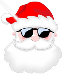 cool santa claus cartoon wearing sunglasses