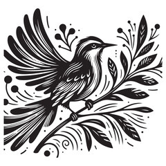 Bird Silhouette Vector Art Illustration