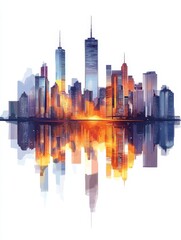 Cityscape with Reflection in Water