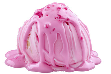 Fototapeta premium Melting Scoop of Pink Ice Cream on Transparent Background