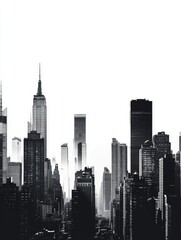 Black and White Skyline of Modern Cityscape