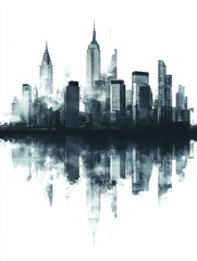 Fototapeta premium Cityscape with Reflections on a Cloudy Day