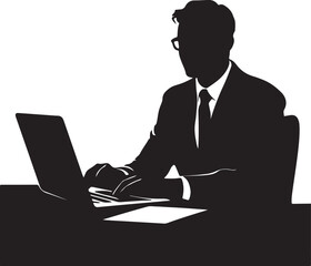 Businessman Laptop Silhouette Vector Illustration