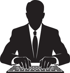 Businessman Typing on Keyboard Silhouette Vector