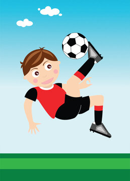 Child Performing a Bicycle Kick in Soccer
