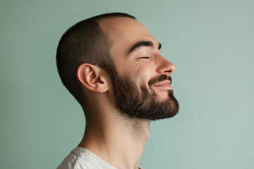 Fototapeta premium A close up of a man's face with his eyes closed