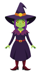 halloween witch with a broom