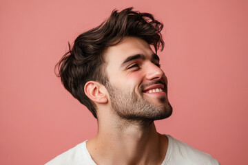 Fototapeta premium A close up of a man's face with his eyes closed