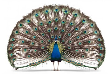 Obraz premium Congo Peafowl Bird with Open Fan Tail, Realistic Photo, Wallpaper, Cover and Screen for Smartphone, Cell Phone, Computer, Laptop