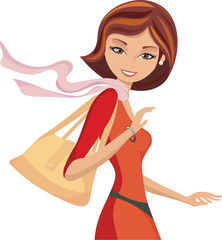 fashion pretty smiling happy woman walking foulard isolated vector