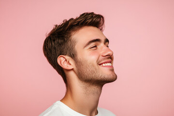 Obraz premium A close up of a man's face with his eyes closed