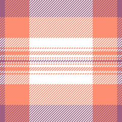 Close up seamless fabric texture, satin pattern textile. Trendy background tartan check plaid in violet and red colors.