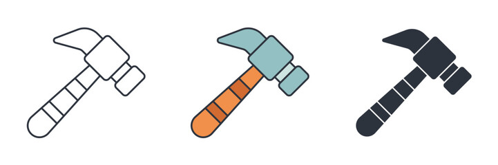 Hammer icon symbol vector illustration isolated on white background