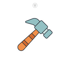 Hammer icon symbol vector illustration isolated on white background