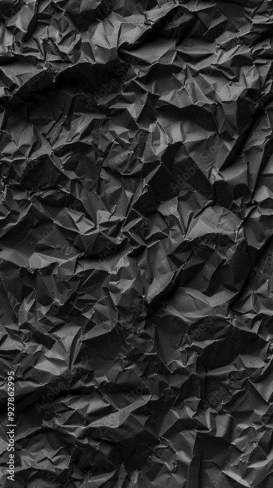 Leinwandbilder the texture of crumpled black paper reveals a complex interplay of shadows and highlights, emphasizi