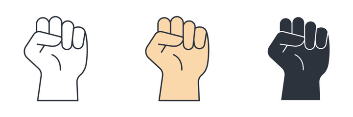 Raised Fist icon symbol vector illustration isolated on white background