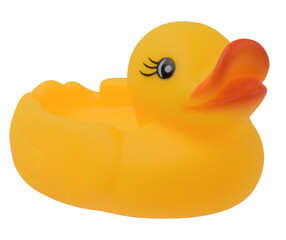 Yellow rubber duck, children's toy on isolated background