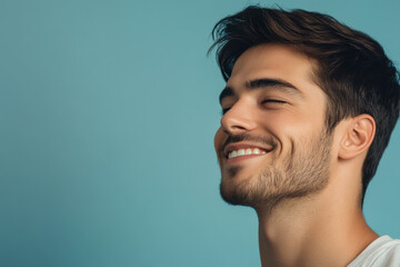 Fototapeta premium A close up of a man's face with his eyes closed