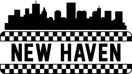 Obraz premium New Haven, Connecticut Skyline Silhouette Vector