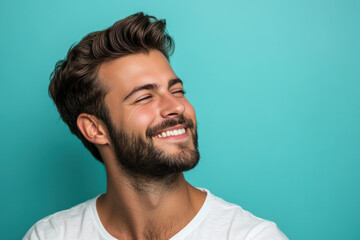 Obraz premium A close up of a man's face with his eyes closed