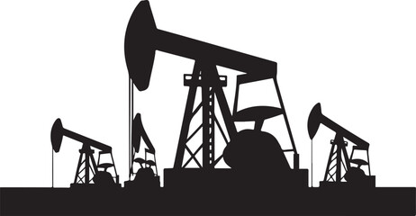 Oil Wells Silhouette Vector Illustration