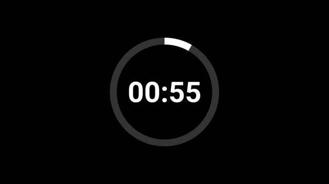 Circle countdown timer one minute animation from 60 to 0 countdown, Countdown video   
