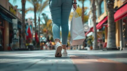 Female shopping in shop center with shopping bag