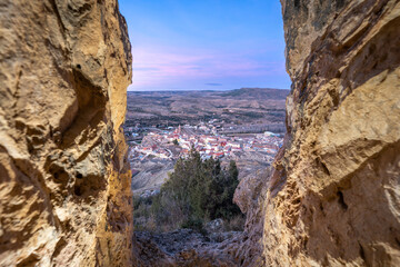 View of Oliete Teruel from Inside Volitera Cave
