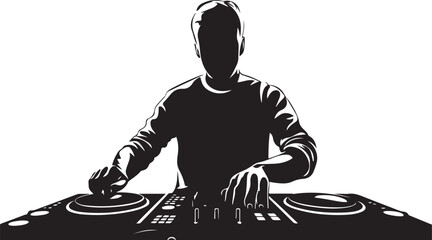 Party DJ Silhouette Stylized Vector
