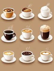 Obraz premium Collection of Coffee Cups with Different Variations