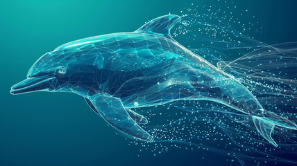 Holographic dolphin in a digital underwater setting