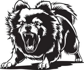 Pomeranian Dog Angry Stylized Vector Illustration