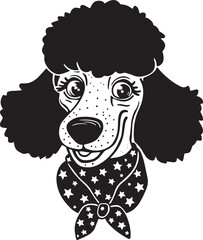 Poodle Dog with Bandana Neck Scarf Stylized Vector
