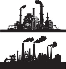 Power Plant Silhouette Vector Illustration Stylized Graphic