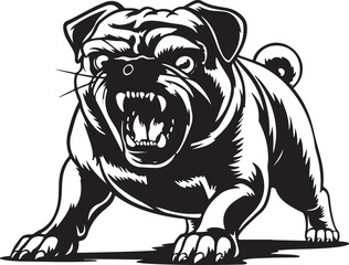 Pug Dog Angry Stylized Vector Illustration