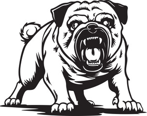 Pug Dog Aggressive Stylized Vector Illustration