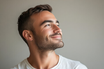 Fototapeta premium A close up of a man's face with his eyes closed