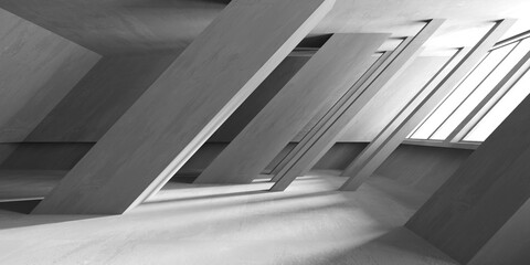 Obraz premium Concrete room with abstract interior. Open space. Industrial background template