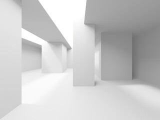 Fototapeta premium White elegant empty space. White wall room background. Abstract interior