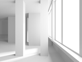 Abstract light corridor interior. Futuristic architecture background