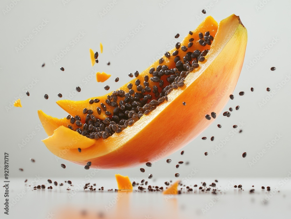 Sticker papaya on a white background