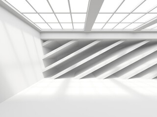 Obraz premium Minimalistic room space. White clean empty architecture interior