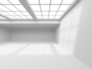 Fototapeta premium White elegant empty space. White wall room background. Abstract interior