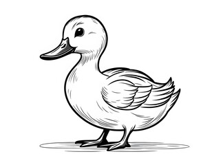 Obraz premium Drawing of a cute duck to color.