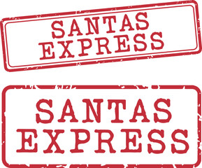 Santas Express Rubber Stamp Vector Set