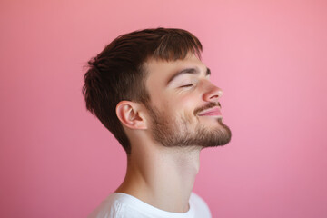 Fototapeta premium A close up of a man's face with his eyes closed
